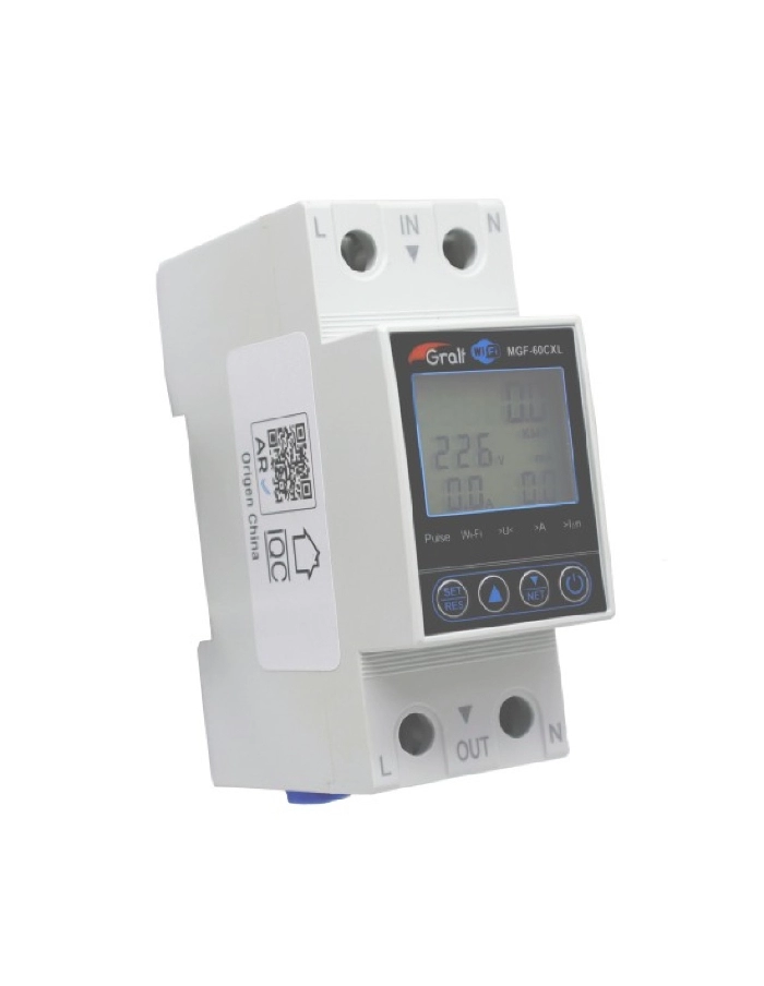 Medidor de consumo wifi monofásico + protector de tensión GRALF
